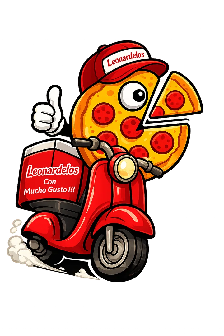 Mascota Leonardelos haciendo domicilios
